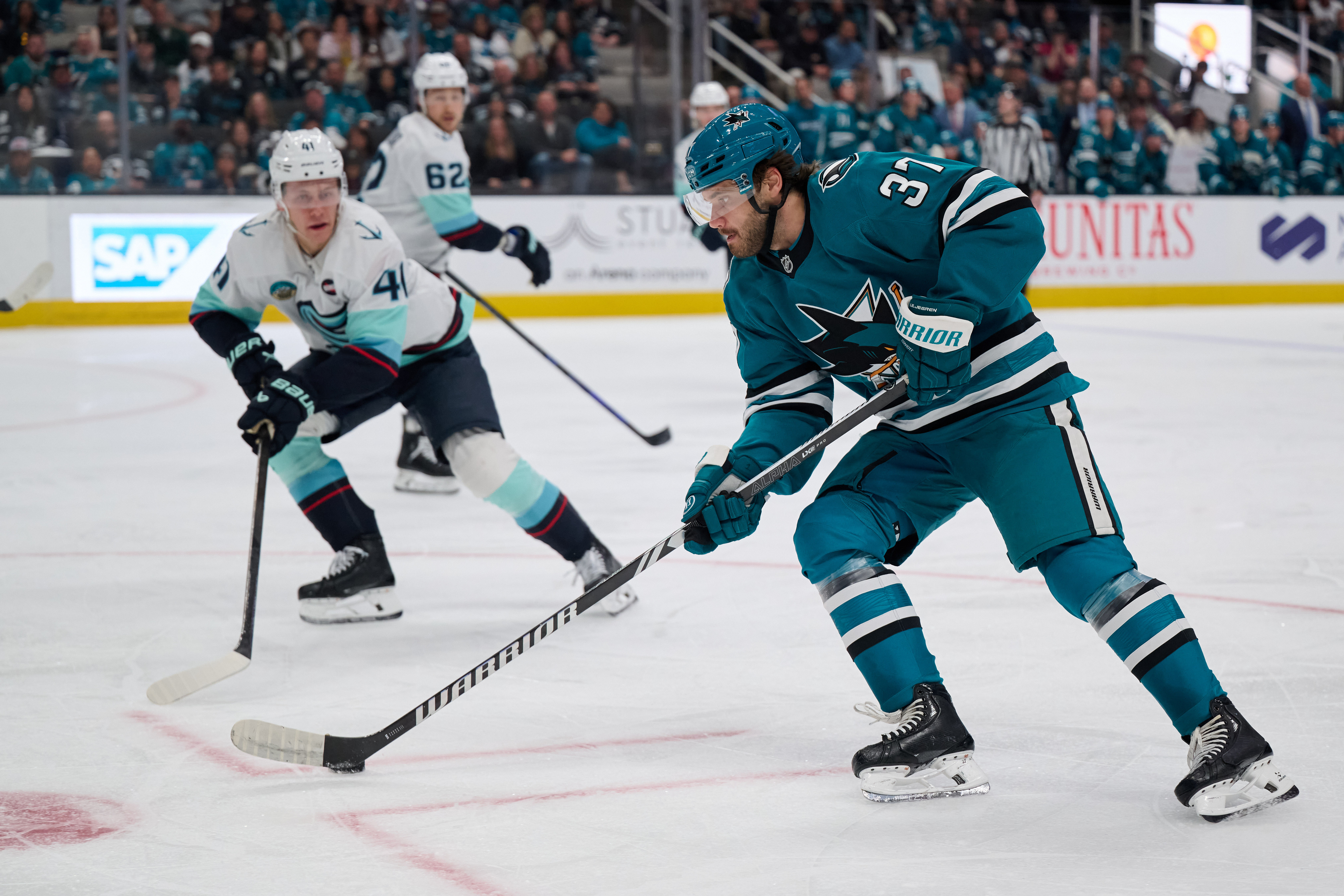 The Sharks hope Liljegren can round into a top-four blue liner this season - Source: Imagn